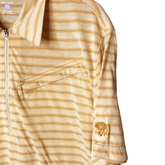 Mountain Hardwear 1/2 Zip Polo Pullover Yellow Stripes Performance Shirt Mens XL - Picture 5 of 13
